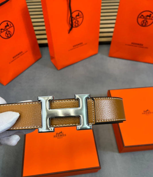 Hermès H Dye Silver Buckle Brown Belt Men's Reps Sale UK Best Quality AAA Replica