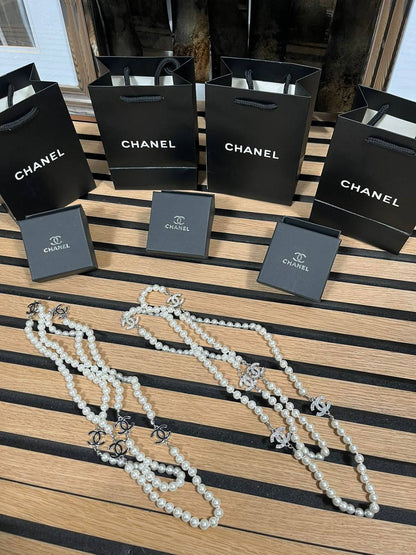 Chanel Interlocking CC Faux Pearl Long Necklaces in 2 Colors Women's Reps Sale UK Best Quality AAA Replica