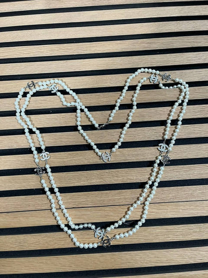 Chanel Interlocking CC Faux Pearl Long Necklaces in 2 Colors Women's Reps Sale UK Best Quality AAA Replica