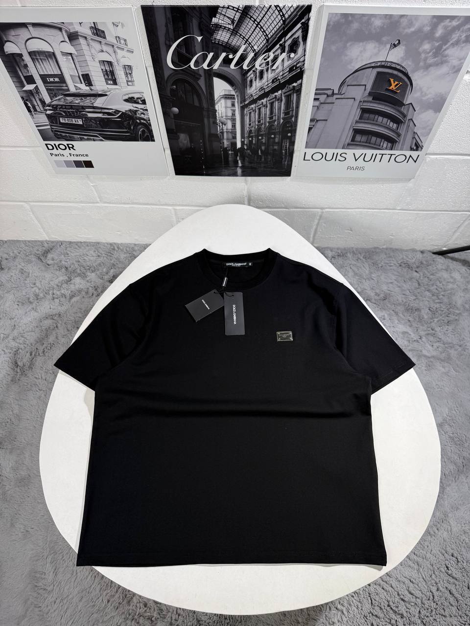 Dolce & Gabbana Logo Plaque Crewneck T-Shirt Men's Women's in 2 Colors Reps UK Best Quality Sale AAA Replica