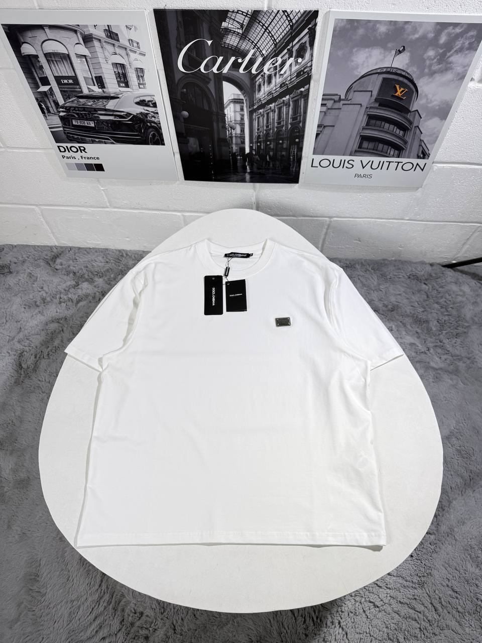 Dolce & Gabbana Logo Plaque Crewneck T-Shirt Men's Women's in 2 Colors Reps UK Best Quality Sale AAA Replica