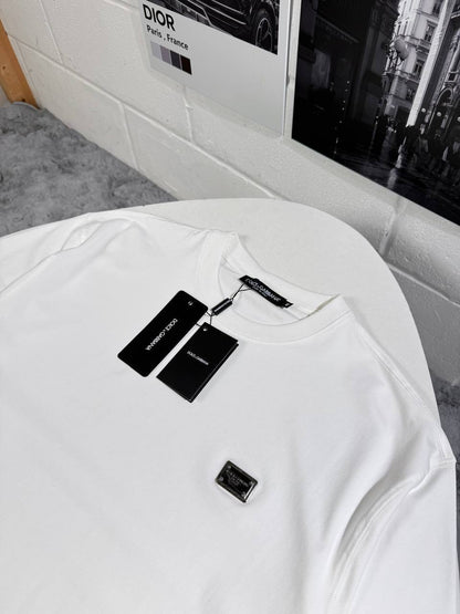 Dolce & Gabbana Logo Plaque Crewneck T-Shirt Men's Women's in 2 Colors Reps UK Best Quality Sale AAA Replica