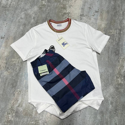 Burberry Jacquard-Striped Collar Men's Women's T-Shirts & Shorts Set in Different Colors Reps Sale UK Best Quality AAA Replica