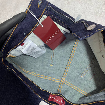 Gucci Slim-Fit Raw Denim Dark Blue Men's Jeans in Multiple Waist Sizes Reps Sale UK Best Quality AAA Replica