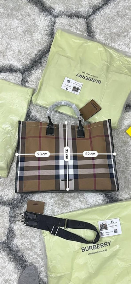 Burberry Denny House Check Canvas Tote Bag 8049117 Women's Reps Sale Best Quality AAA Replica