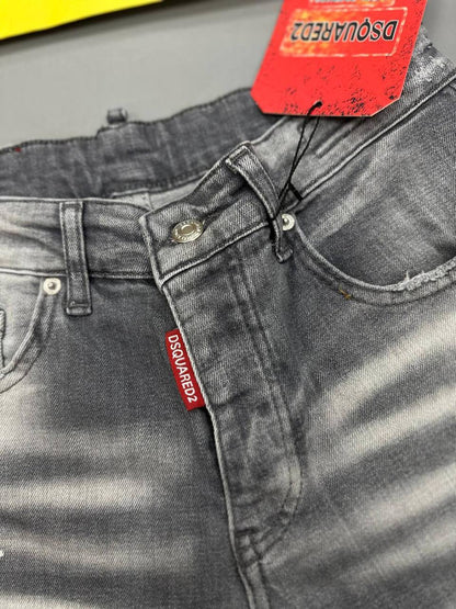 Dsquared2 Grey Wash Heavy Whiskered Distressed Slim Jeans in Multiple Waist Sizes Reps Sale UK Best Quality AAA Replica