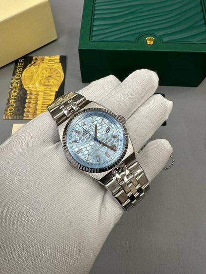 Rolex Land-Dweller Stainless Steel Ice Blue Textured Dial Watch Men's Reps Sale UK Best Quality AAA Replica