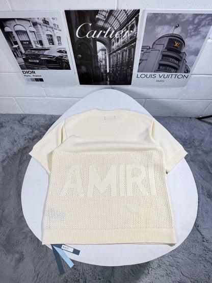 Amiri Crochet Open-Knit Logo T-Shirt Men's Women's in 2 Colors Reps UK Best Quality Sale AAA Replica