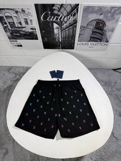 Louis Vuitton LV Blason Gradient Embroidered Shorts in Black Color Men's Reps Sale UK Best Quality AAA Replica