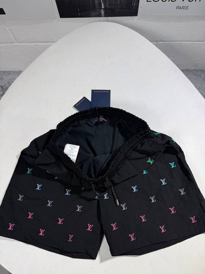 Louis Vuitton LV Blason Gradient Embroidered Shorts in Black Color Men's Reps Sale UK Best Quality AAA Replica