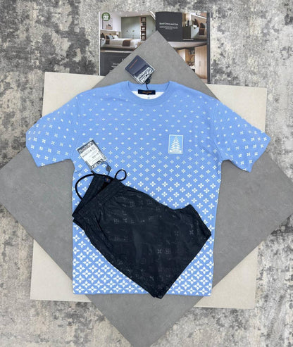 Louis Vuitton Monogram Blason Gradient Short Sleeve T-Shirts & Shorts Set in Different Colors Men's Reps Sale UK Best Quality AAA Replica