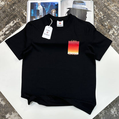 Casablanca Gradient Square Short Sleeve Crewneck Men's Women's T-Shirts in Black Color Reps Sale UK Best Quality AAA Replica