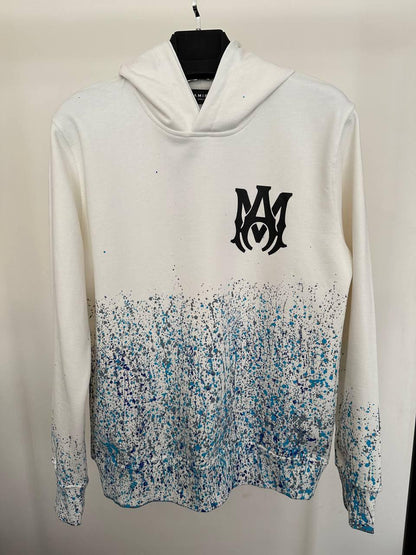 Amiri Blue Paint Splattered Crystal Hoodie Men's Women's in 2 Colors Reps UK Best Quality Sale AAA Replica