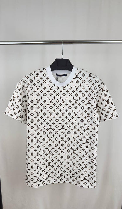 Louis Vuitton Monogram Pattern Crewneck Design T-Shirt in 2 Colors Men's Women's Reps Sale UK Best Quality AAA Replica
