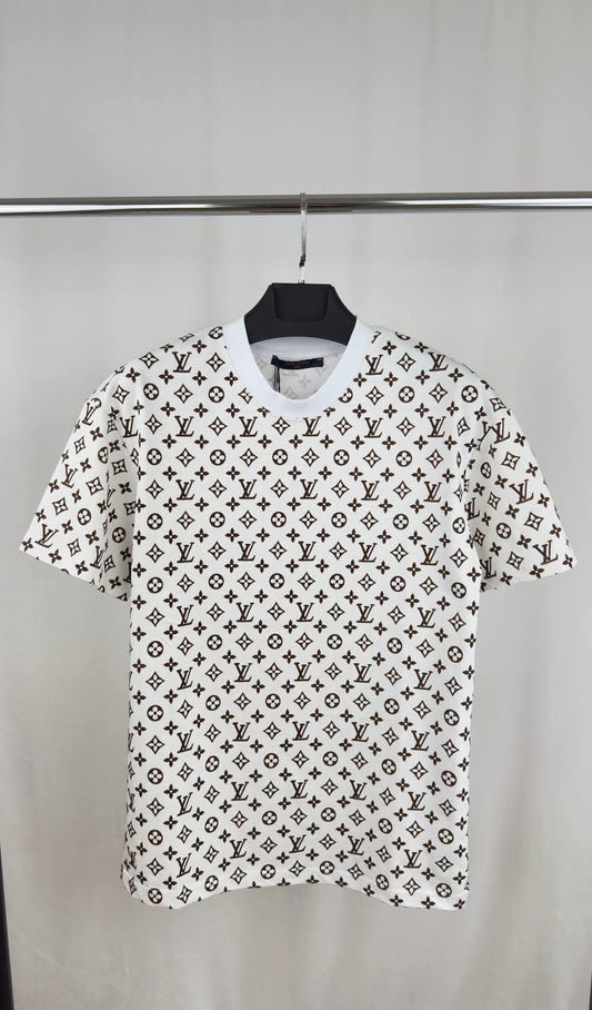 Louis Vuitton Monogram Pattern Crewneck Design T-Shirt in 2 Colors Men's Women's Reps Sale UK Best Quality AAA Replica