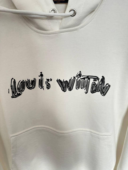 Louis Vuitton Embroidered Script Signature Logo Hoodie Men's Women's in 2 Colors Reps UK Best Quality Sale AAA Replica
