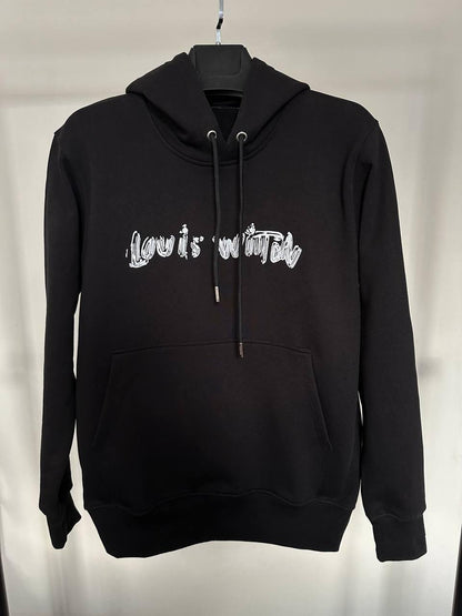 Louis Vuitton Embroidered Script Signature Logo Hoodie Men's Women's in 2 Colors Reps UK Best Quality Sale AAA Replica