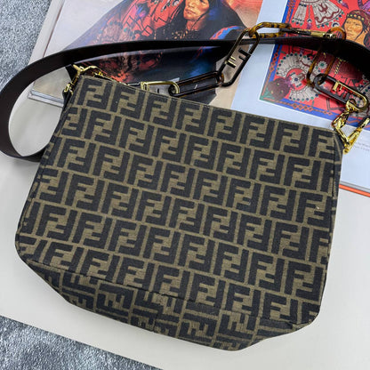 Fendi  Brown FF Zucca Canvas O'Lock Zip Shoulder Women's Bag Reps Sale UK Best Quality AAA Replica