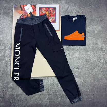 Moncler Men's Navy Blue Cargo Pants Side Logo in Multiple Waist Sizes Reps Sale UK Best Quality AAA Replica