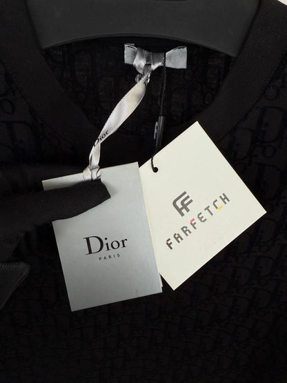Dior Oblique Relaxed-Fit in Black Terry Cotton Jacquard T-Shirt Men's Women's Reps Sale UK Best Quality Sale AAA Replica