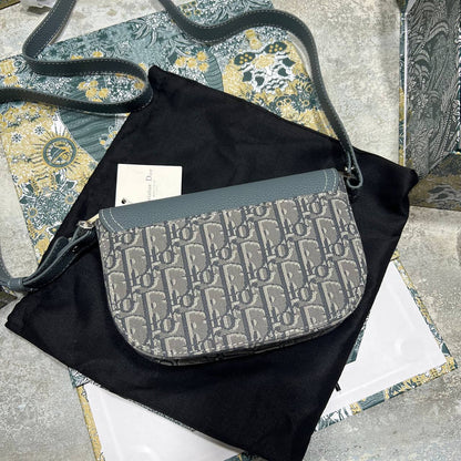 Dior Mini Saddle Messenger Bag with Flap Men's Bag Grey Reps Sale UK Best Quality AAA Replica
