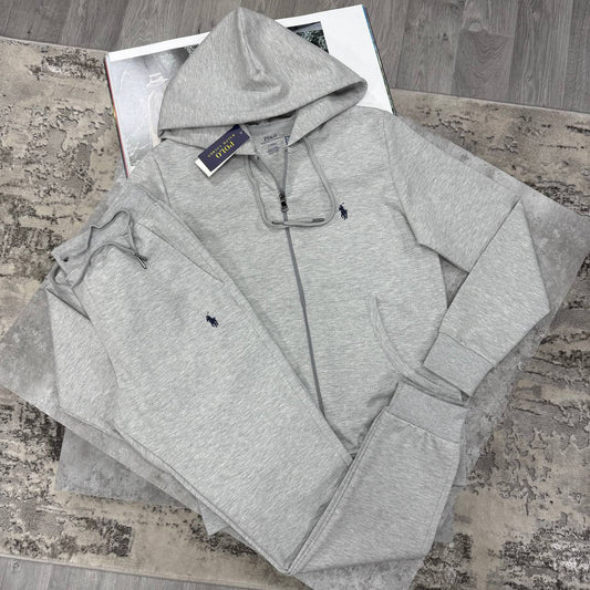 Polo Ralph Lauren Logo Double-Knit Full-Zip Grey Tracksuit Mens Reps Sale UK Best Quality AAA Replica