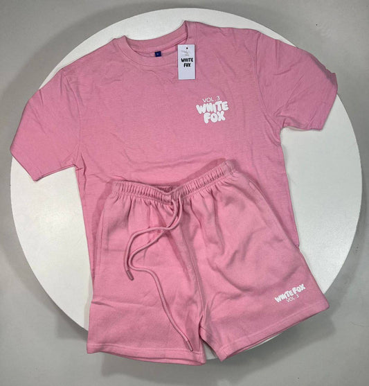 White Fox Boutique Vol. 3 "Offstage" Pink Oversized T-Shirt & Shorts Set Women's Reps UK Best Quality Sale AAA Replica