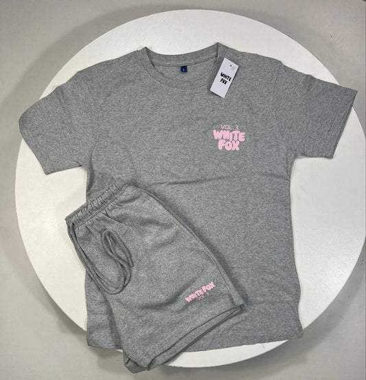 White Fox Boutique Vol. 3 "Offstage" Oversized Grey T-Shirt & Shorts Set Women's Reps UK Best Quality Sale AAA Replica