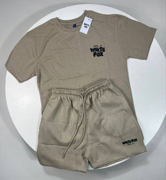 White Fox Boutique Vol. 3 "Offstage" Oversized Brown T-Shirt & Shorts Set Women's Reps UK Best Quality Sale AAA Replica