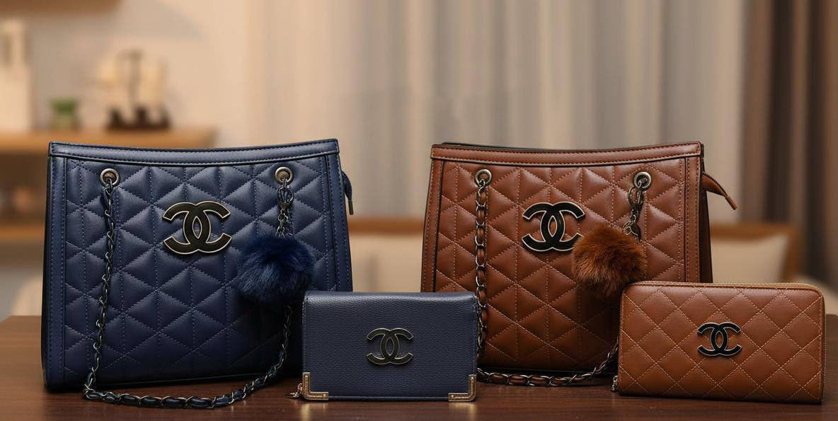 Chanel CC Inspired Diamond-Quilted Tote Bag and Wallet Set in 2 Colors Women's Reps Sale UK Best Quality AAA Replica