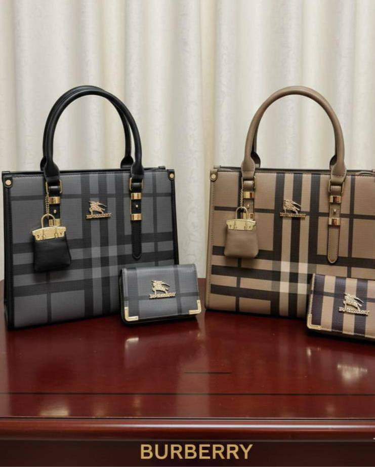 Burberry Inspired Plaid Check Tote Bag and Wallet Set in 2 Colors Women's Reps Sale UK Best Quality AAA Replica