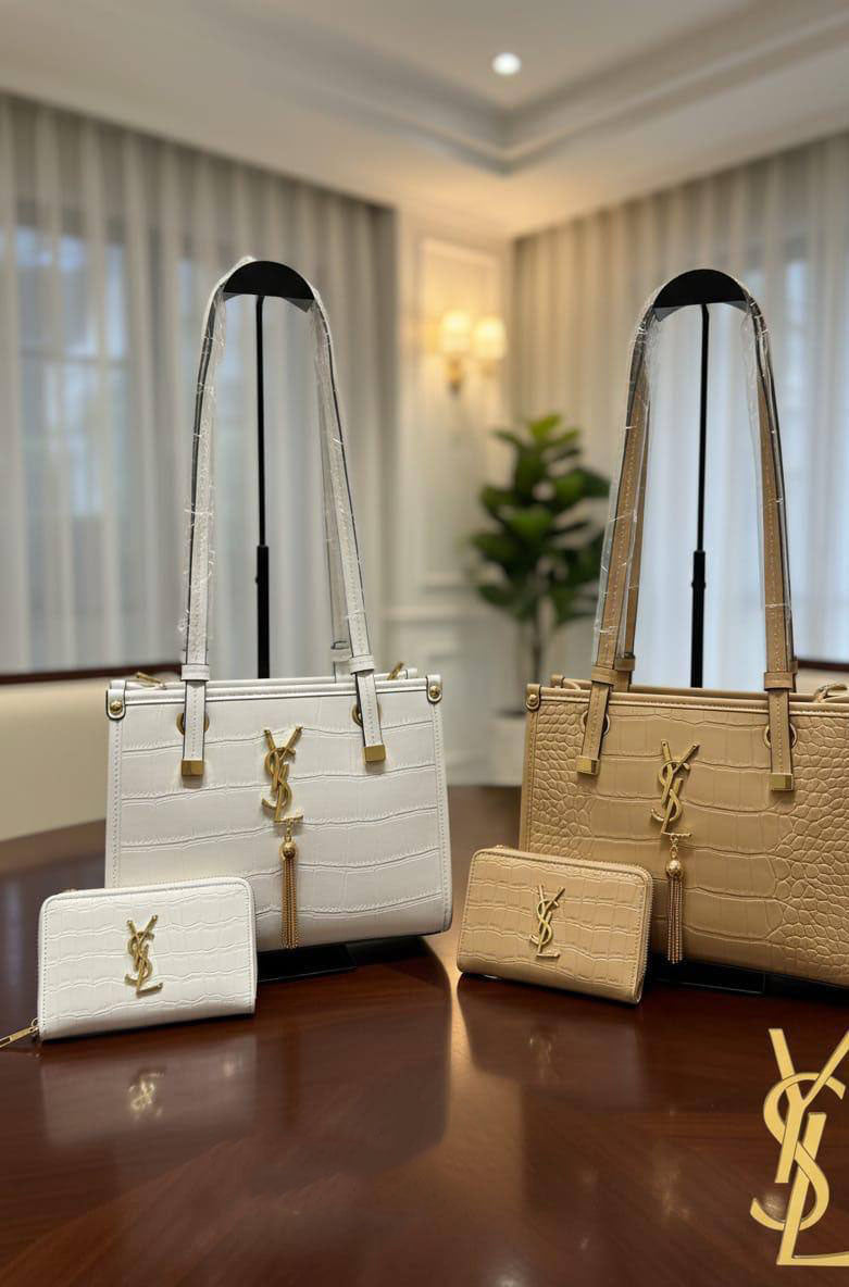 Yves Saint Laurent YSL Inspired Croc-Embossed G919239 Tote Bag and Wallet Set in 2 Colors Women's Reps Sale UK Best Quality AAA Replica
