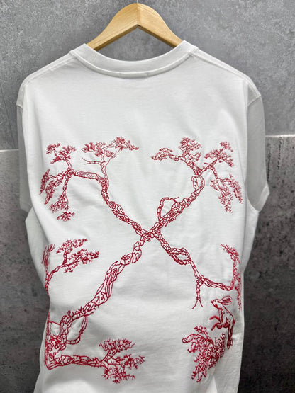 Off-White Arrows Motif Cotton Floral Embroidery Men's Women's T-Shirts in 2 Colors Reps Sale UK Best Quality AAA Replica