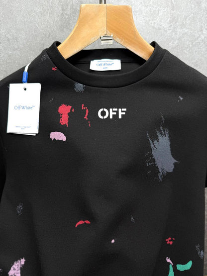 Off White Distressed Paint Splatter Men's T-Shirts & Shorts Set in 2 Colors Reps Sale UK Best Quality Sale AAA Replica