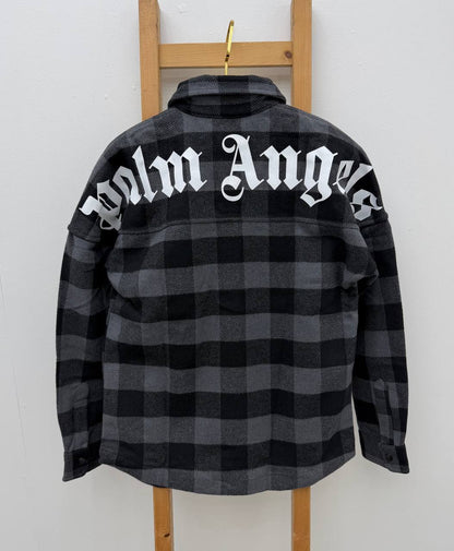 Palm Angels Curved Logo Flannel Check Men's Overshirts in Different Colors Reps Sale UK Best Quality Sale AAA Replica