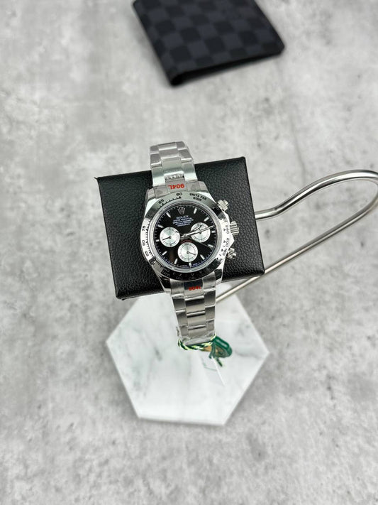 Rolex Cosmograph Daytona Black Dial Silver Bracelet Men's Watch Reps Sale UK Best Quality AAA Replica