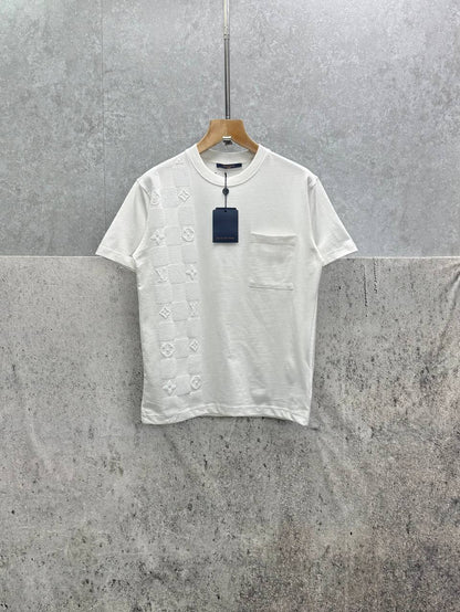 Louis Vuitton Damier French Terry Cotton Pocket T-Shirts Men's Women's in 2 Colors Reps Sale UK Best Quality AAA Replica