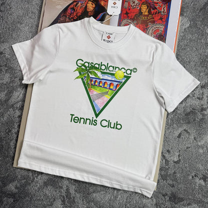 Casablanca Tennis Club Icon Screen Printed T-Shirt Men's Women's T-Shirts in 2 Colors Reps Sale UK Best Quality AAA Replica