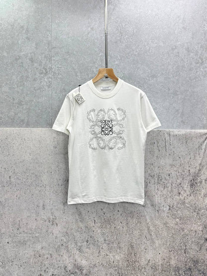Loewe Anagram Embroidered Crewneck T-Shirts Men's Women's in 2 Colors Reps Sale UK Best Quality AAA Replica