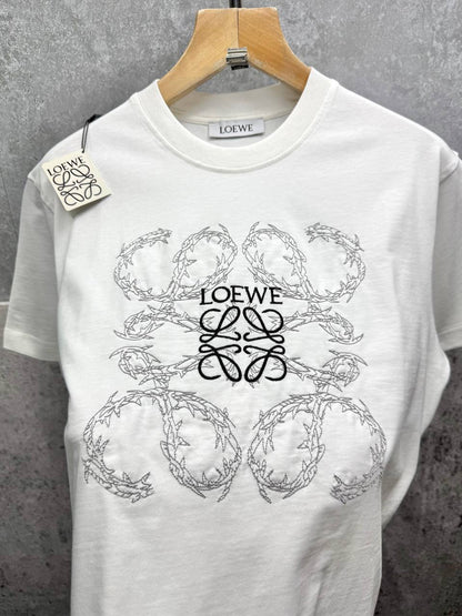 Loewe Anagram Embroidered Crewneck T-Shirts Men's Women's in 2 Colors Reps Sale UK Best Quality AAA Replica