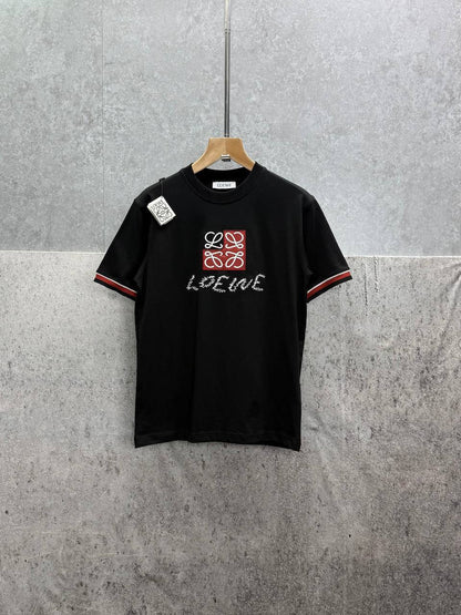 Loewe Anagram Embroidered Cotton Crewneck T-Shirts Men's Women's in 2 Colors Reps Sale UK Best Quality AAA Replica