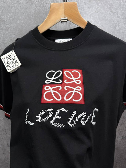 Loewe Anagram Embroidered Cotton Crewneck T-Shirts Men's Women's in 2 Colors Reps Sale UK Best Quality AAA Replica