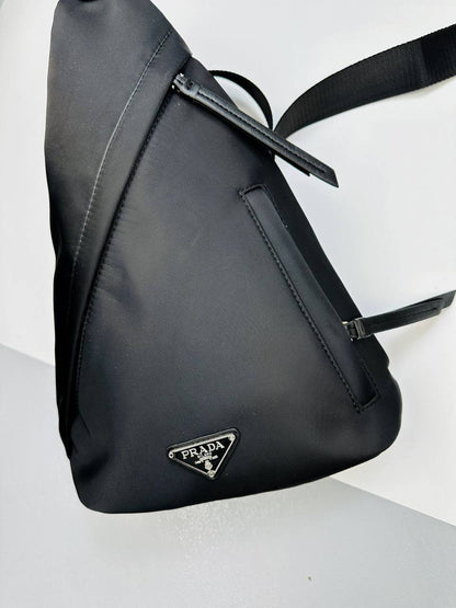 Prada Leather Sling Backpack in Black Men's Bag Reps Sale UK Best Quality AAA Replica