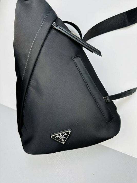 Prada Leather Sling Backpack in Black Men's Bag Reps Sale UK Best Quality AAA Replica