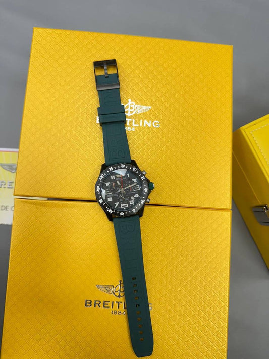 Breitling Endurance Pro 44mm Men's Watch with a Black Dial & Green Rubber Strap UK Best Quality AAA Replica