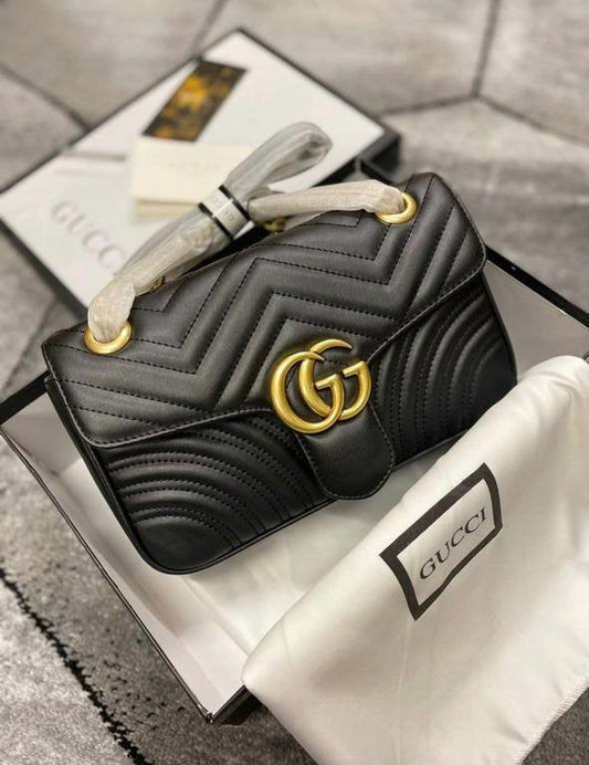 Gucci GG Marmont Shoulder Bag Women's Black Matelassé Chevron Leather with Gold-Toned Hardware Reps Best Quality AAA Replica