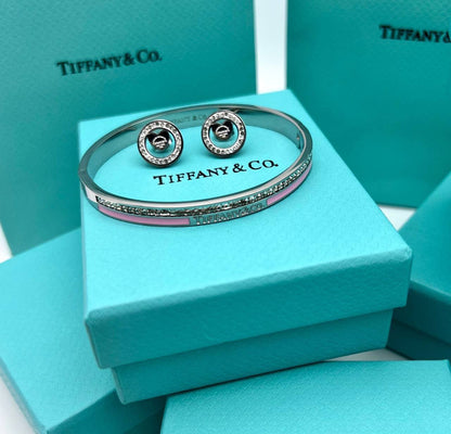 Tiffany & Co. Silver Diamond Hinged Bracelets & Earrings Set Women's in 2 Colors Reps Sale UK Best Quality AAA Replica
