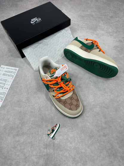 The Nike x Gucci Air Force 1 Beige/Green Sneakers Men's Reps UK Best Quality AAA Replica