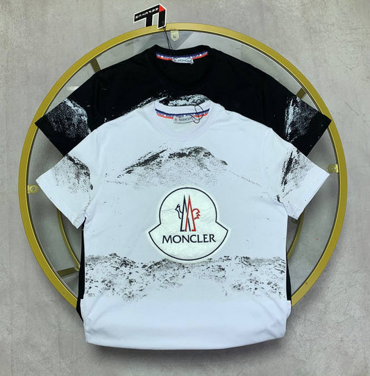 Moncler Mountain Print Brand's Iconic Logo Short-Sleeve T-shirt Men's Women's in 2 Colors Reps UK Best Quality Sale AAA Replica