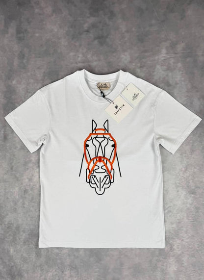 Hermes Horse's Head Patch Crewneck Men's Women's T-Shirts in 2 Colors Reps Sale UK Best Quality AAA Replica